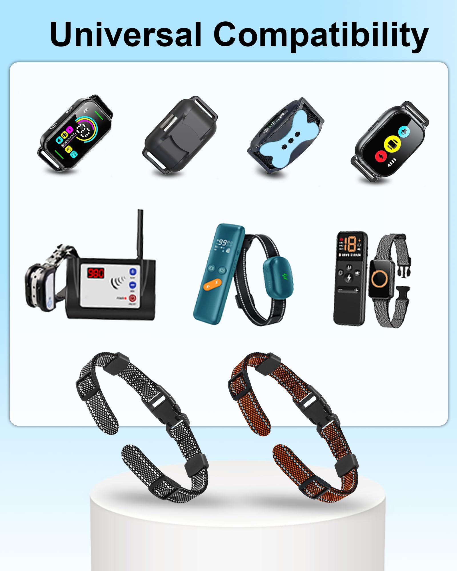 Doparet Heavy Duty Reflective Adjustable Replacement Strap, Soft Nylon Collar Belt Fits For E Collar Wireless Fence Receivers